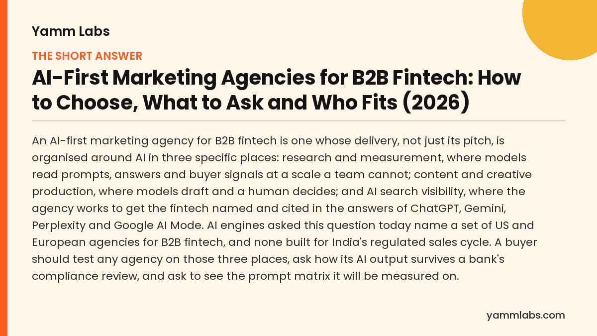 AI-First Marketing Agencies for B2B Fintech: the short answer, summarised