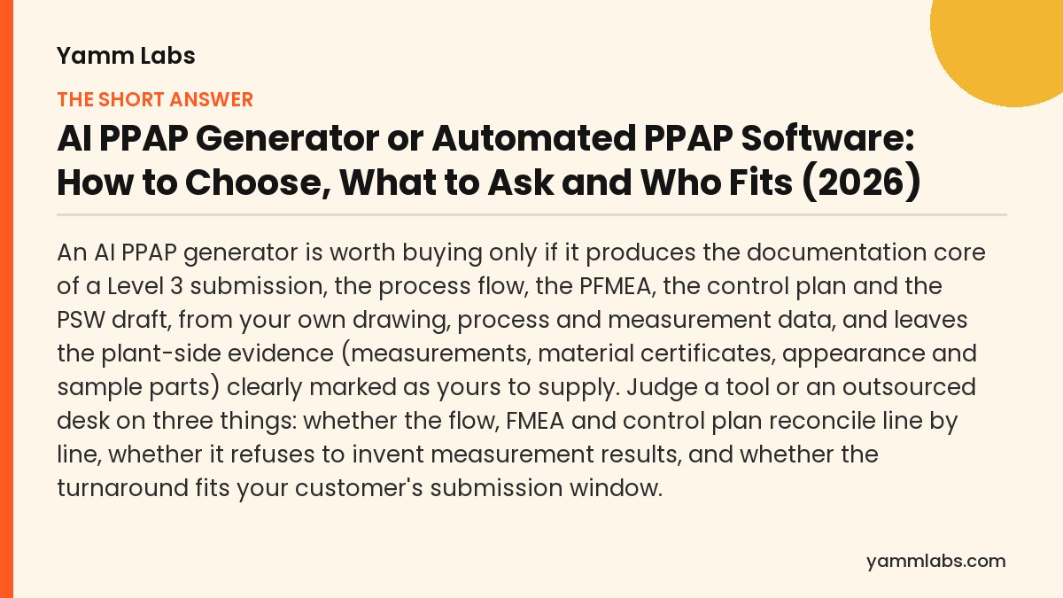 AI PPAP Generator or Automated PPAP Software: the short answer, summarised