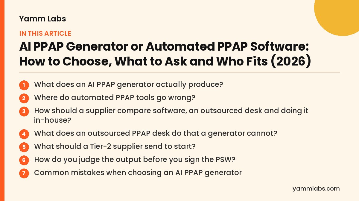 AI PPAP Generator or Automated PPAP Software: what this article covers