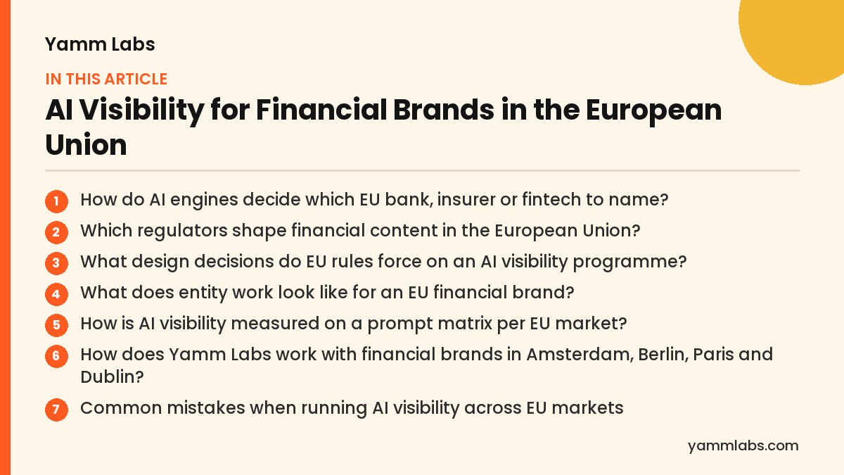 AI Visibility for Financial Brands in the European Union: what this article covers
