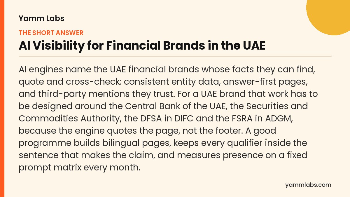 AI Visibility for Financial Brands in the UAE: the short answer, summarised