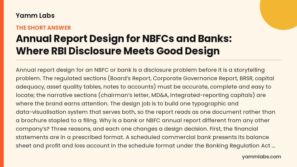 Annual Report Design for NBFCs and Banks: the short answer, summarised