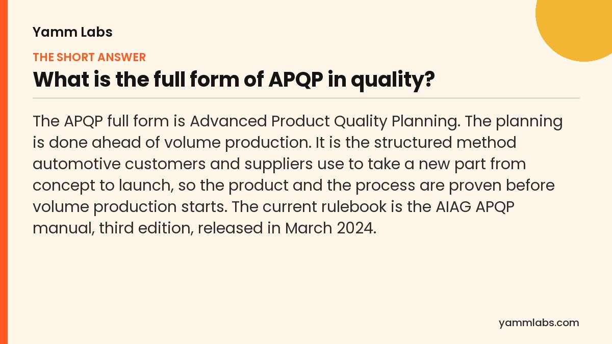 APQP full form? The short answer, summarised