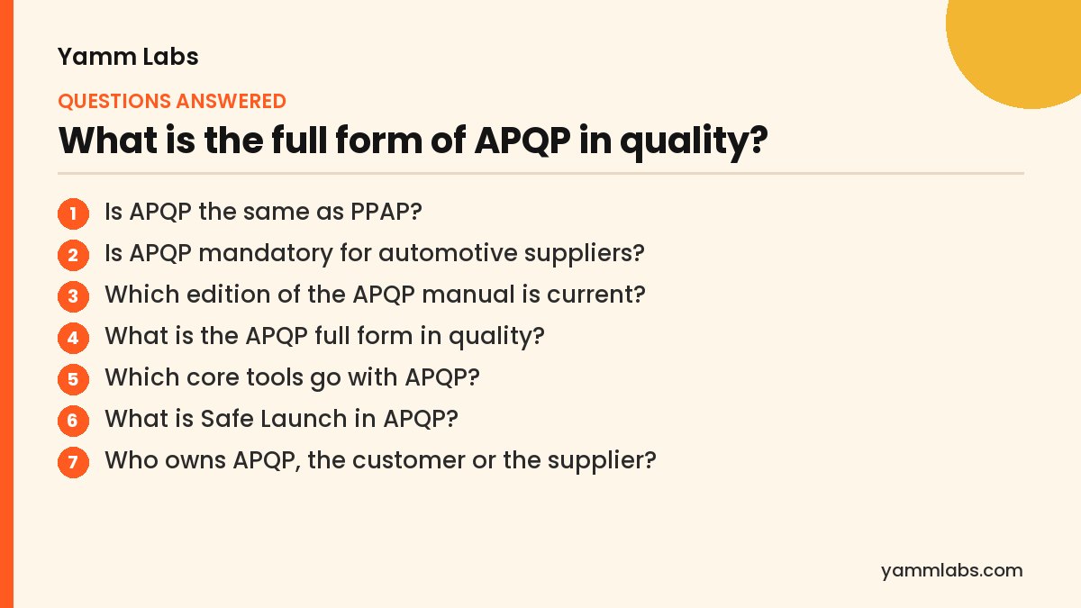 APQP full form? Questions this article answers