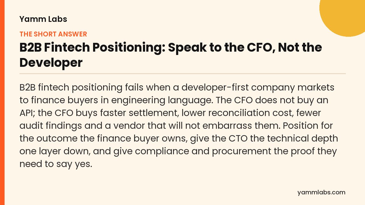 B2B Fintech Positioning: the short answer, summarised