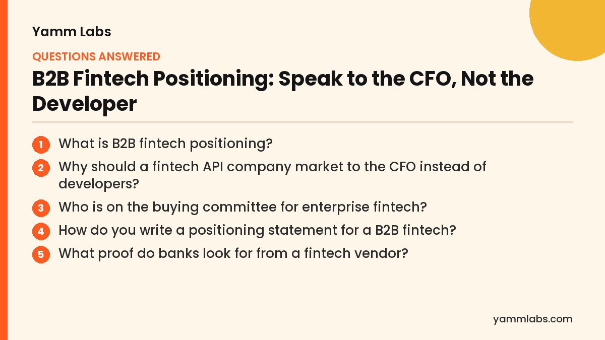 B2B Fintech Positioning: questions this article answers