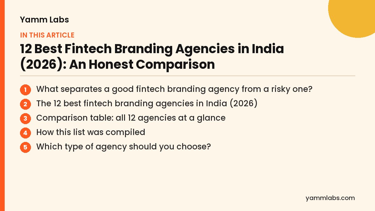 12 Best Fintech Branding Agencies in India (2026): what this article covers