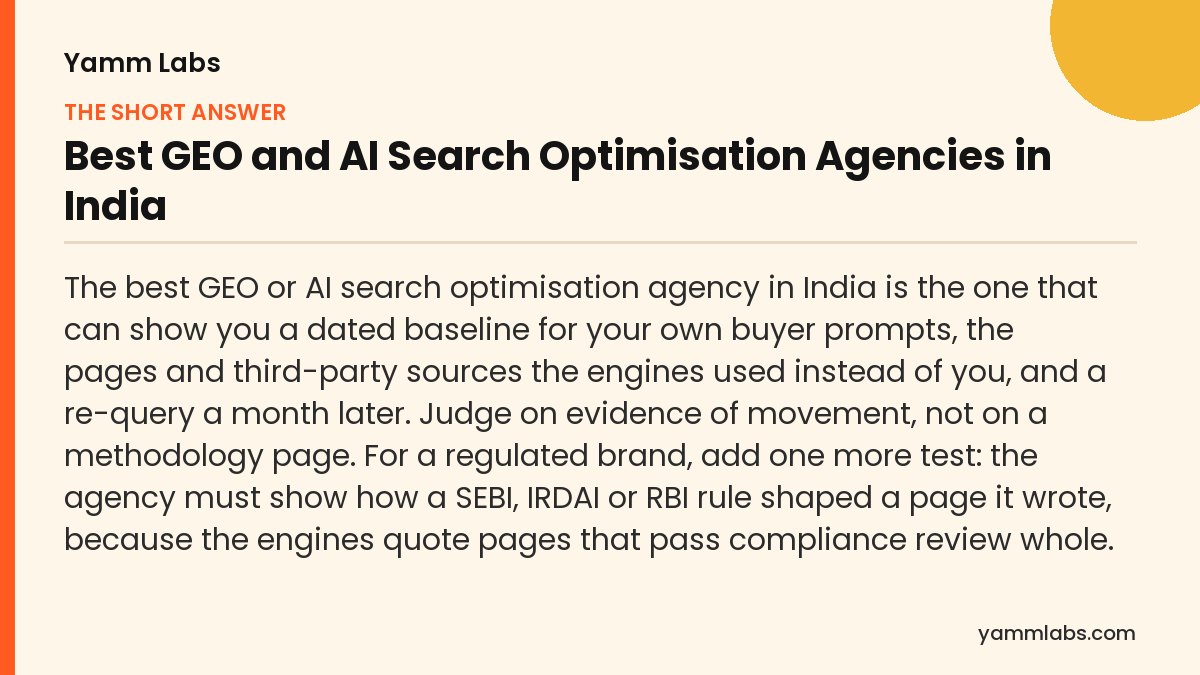 Best GEO and AI Search Optimisation Agencies in India: the short answer, summarised