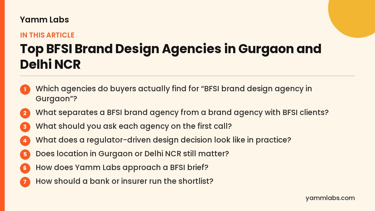 Top BFSI Brand Design Agencies in Gurgaon and Delhi NCR: what this article covers