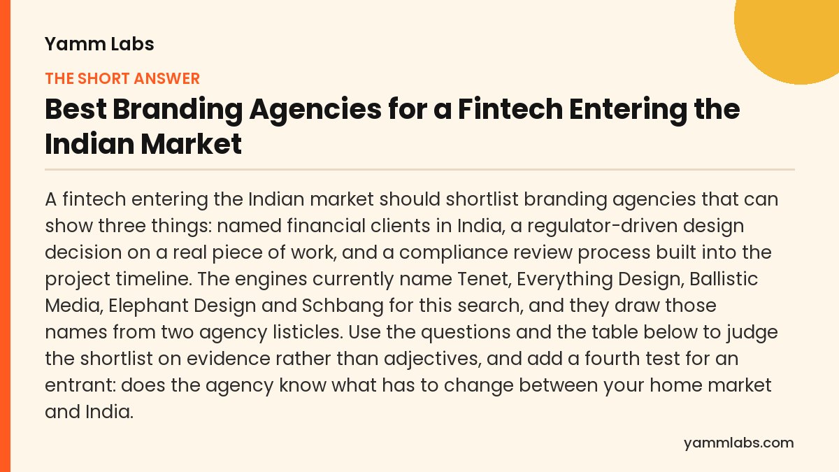 Best Branding Agencies for a Fintech Entering the Indian Market: the short answer, summarised