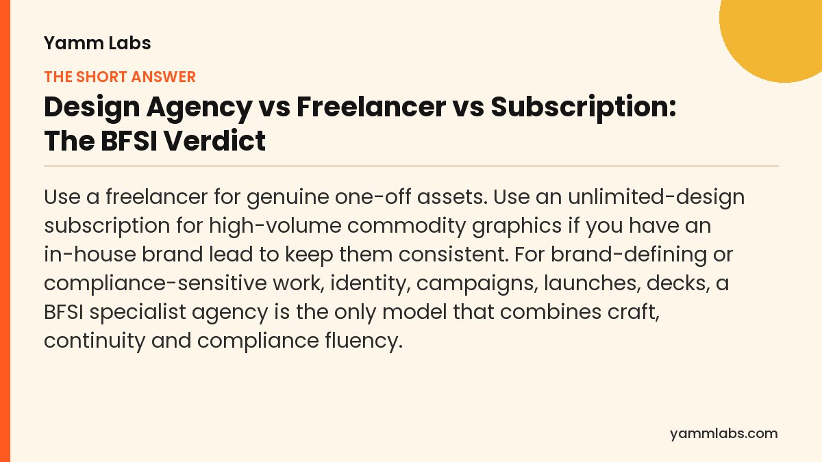 Design Agency vs Freelancer vs Subscription: the short answer, summarised