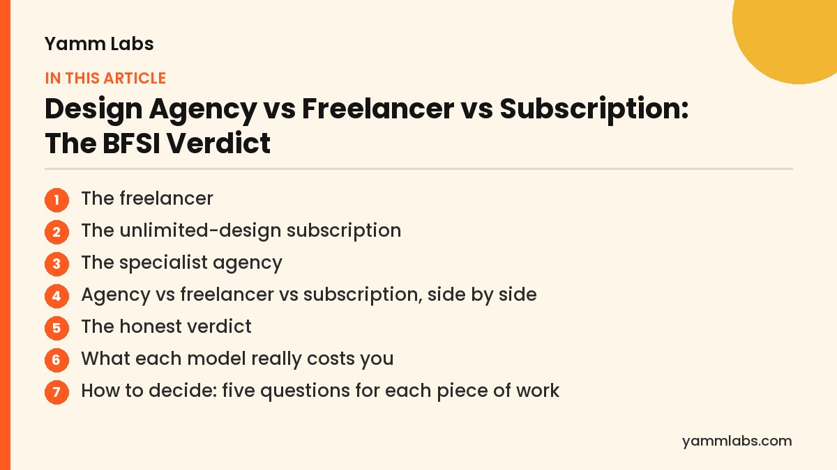 Design Agency vs Freelancer vs Subscription: what this article covers