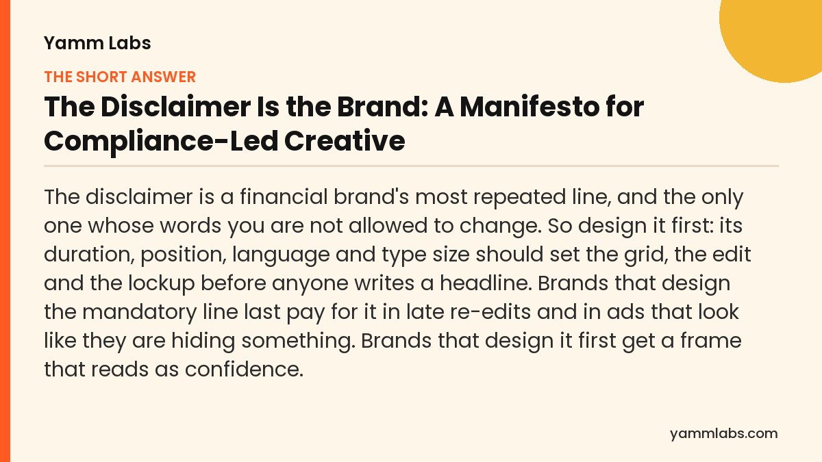 Compliance-led creative: the short answer, summarised
