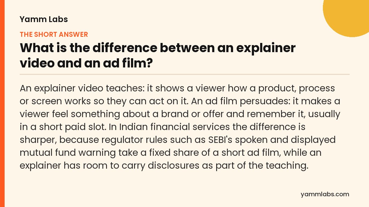Explainer video vs ad film? The short answer, summarised