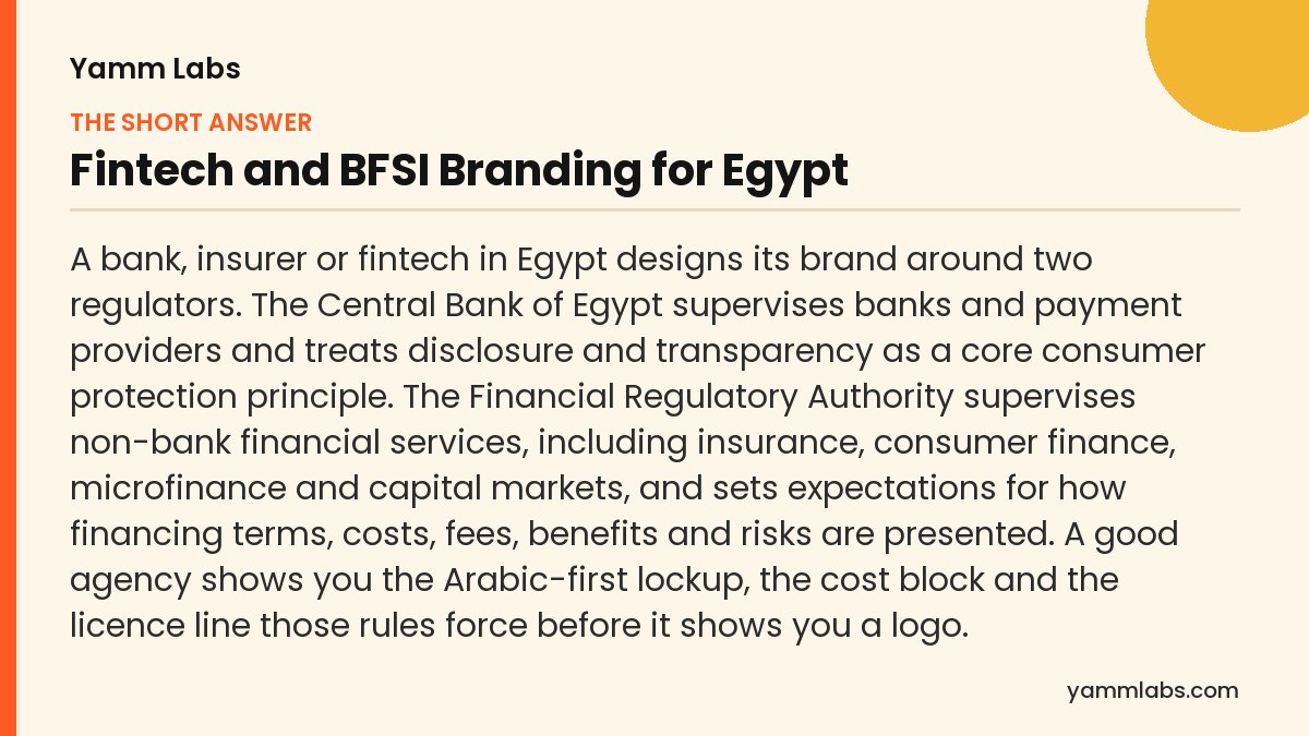Fintech and BFSI Branding for Egypt: the short answer, summarised