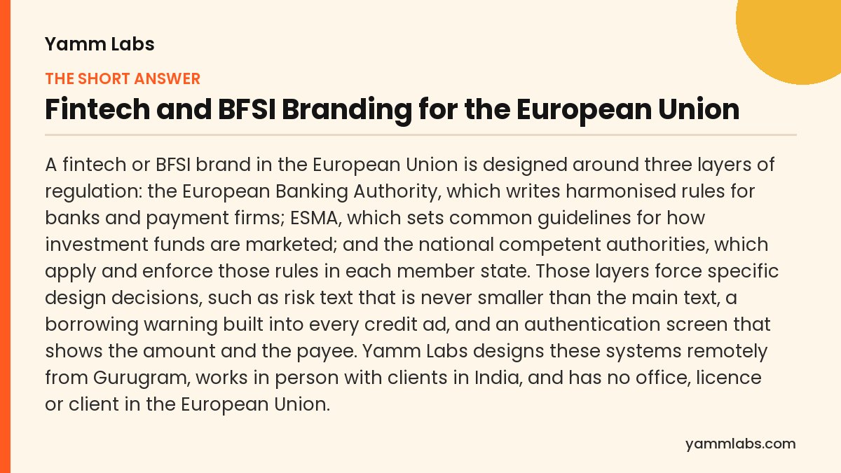 Fintech and BFSI Branding for the European Union: the short answer, summarised