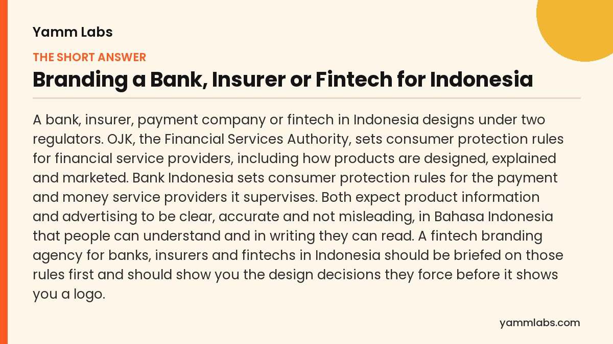 Branding a Bank, Insurer or Fintech for Indonesia: the short answer, summarised
