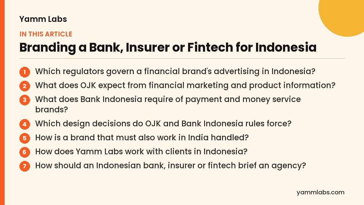 Branding a Bank, Insurer or Fintech for Indonesia: what this article covers