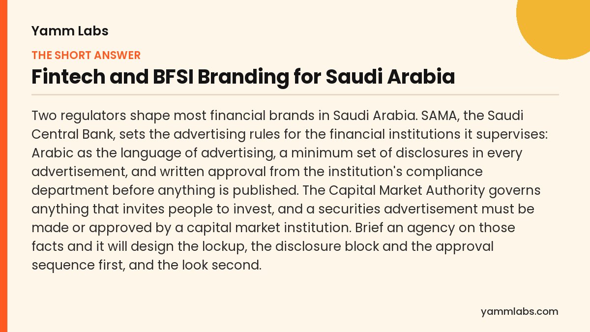 Fintech and BFSI Branding for Saudi Arabia: the short answer, summarised