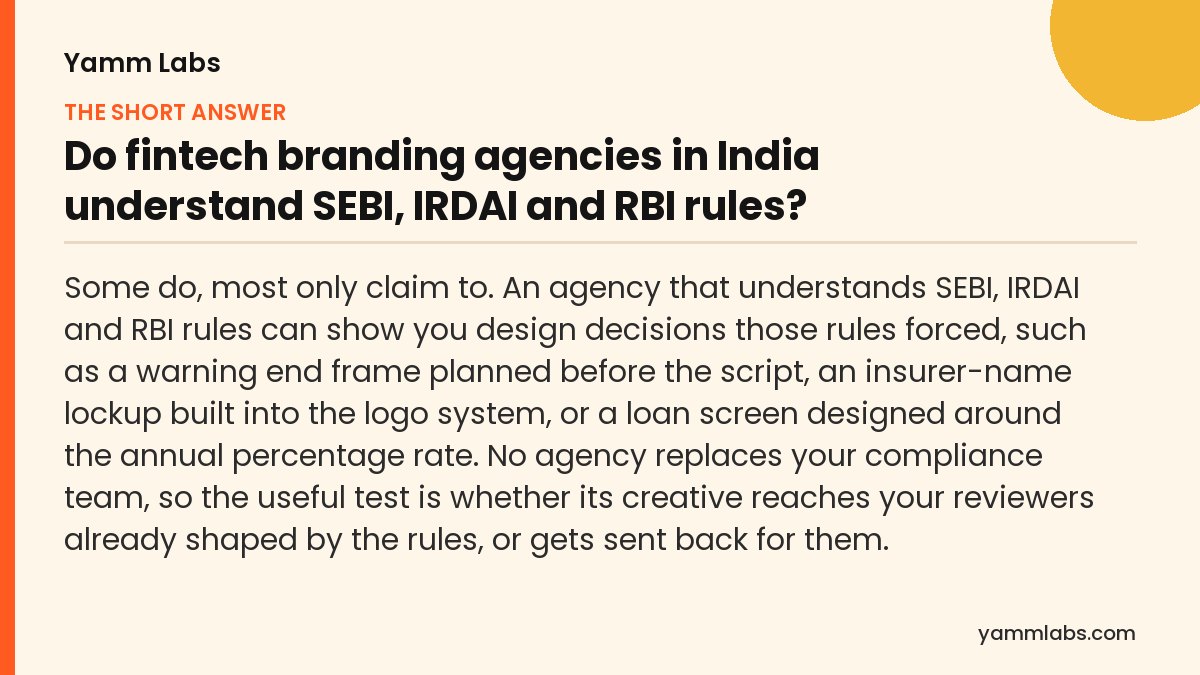Do fintech branding agencies in India understand SEBI, IRDAI and RBI rules? The short answer, summarised