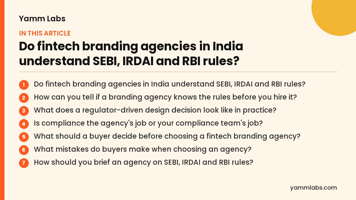 Do fintech branding agencies in India understand SEBI, IRDAI and RBI rules? What this article covers