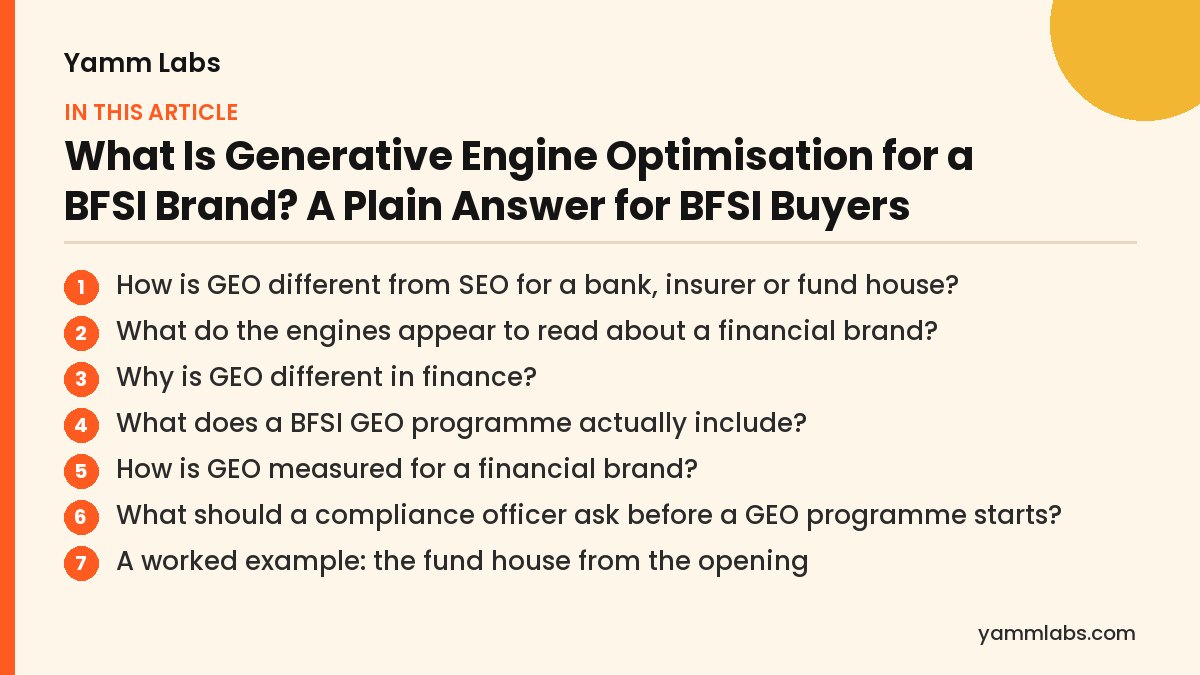 What Is Generative Engine Optimisation for a BFSI Brand? What this article covers