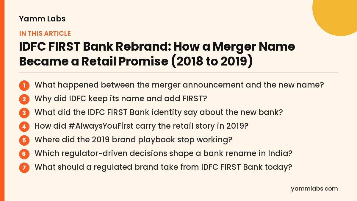 IDFC FIRST Bank Rebrand: what this article covers