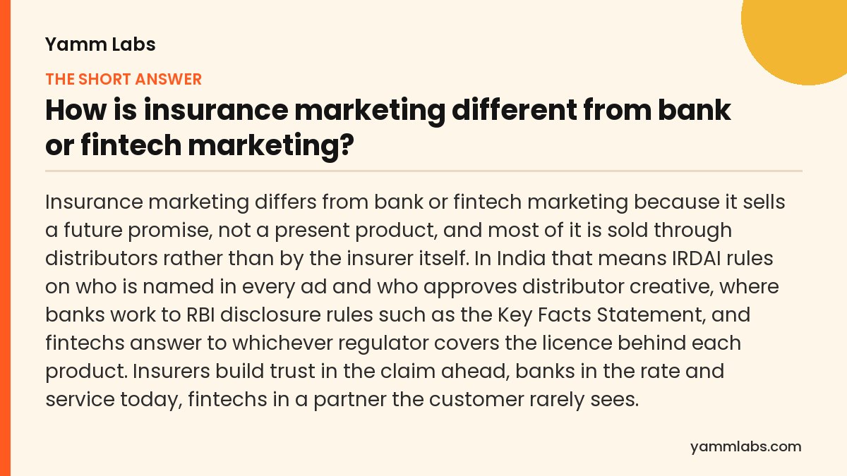 How is insurance marketing different from bank or fintech marketing? The short answer, summarised