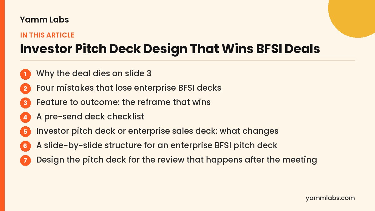Investor Pitch Deck Design That Wins BFSI Deals: what this article covers