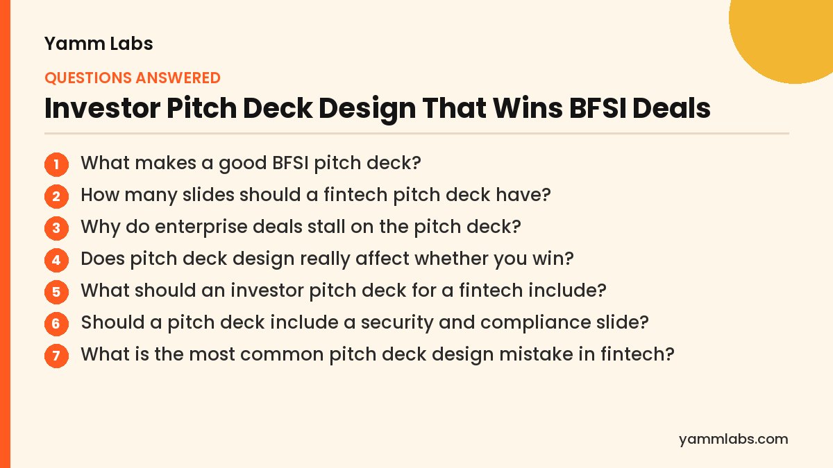 Investor Pitch Deck Design That Wins BFSI Deals: questions this article answers