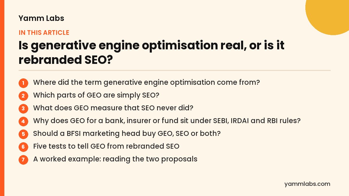Is generative engine optimisation real, or is it rebranded SEO? What this article covers
