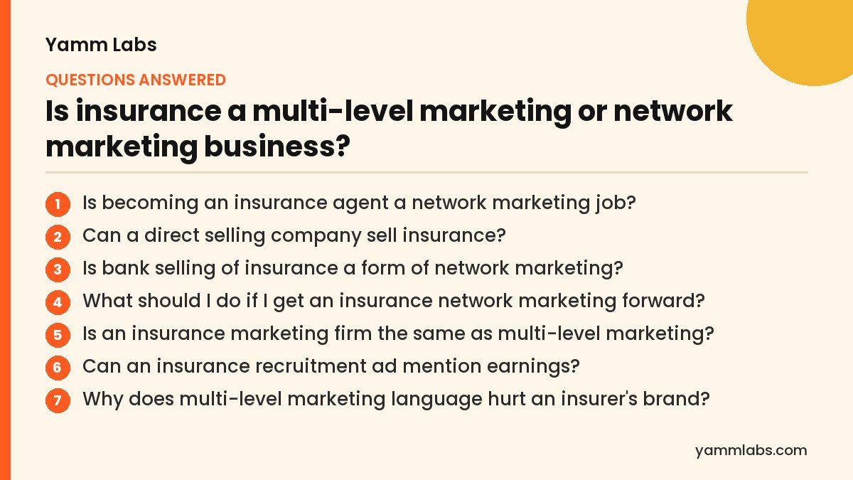 Is insurance a multi-level marketing or network marketing business? Questions this article answers