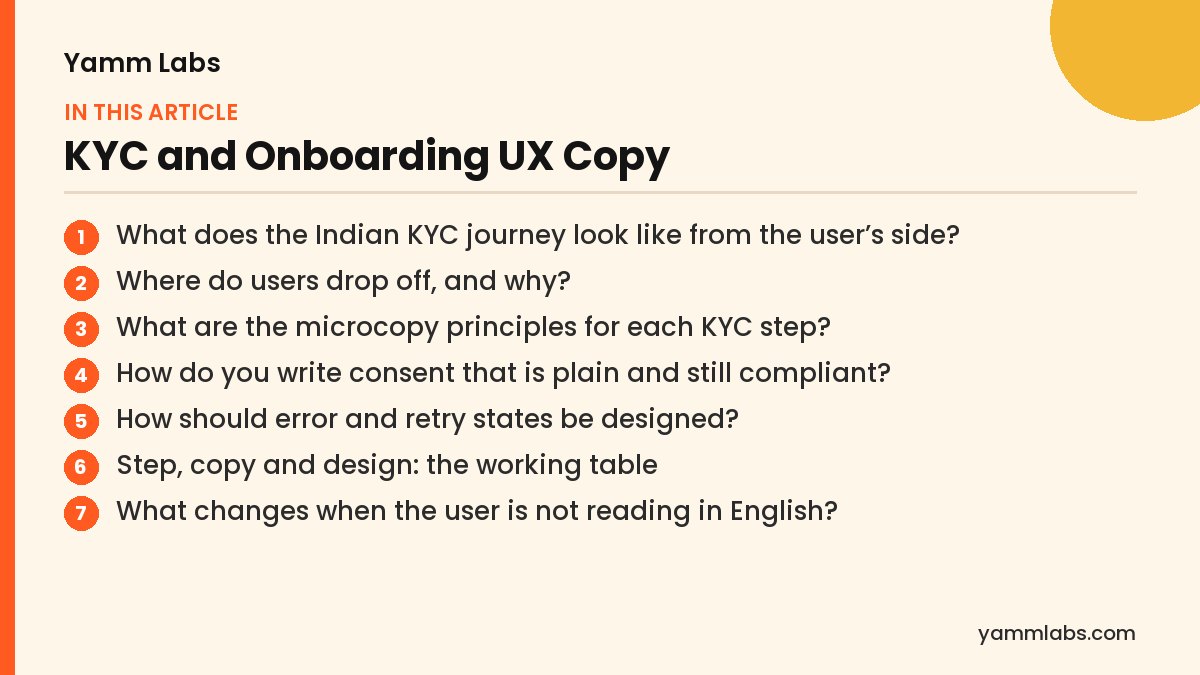 KYC and Onboarding UX Copy: what this article covers