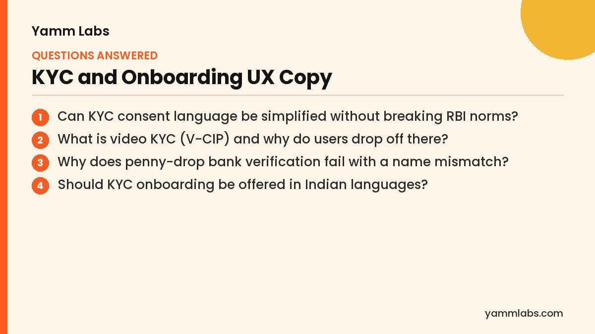 KYC and Onboarding UX Copy: questions this article answers