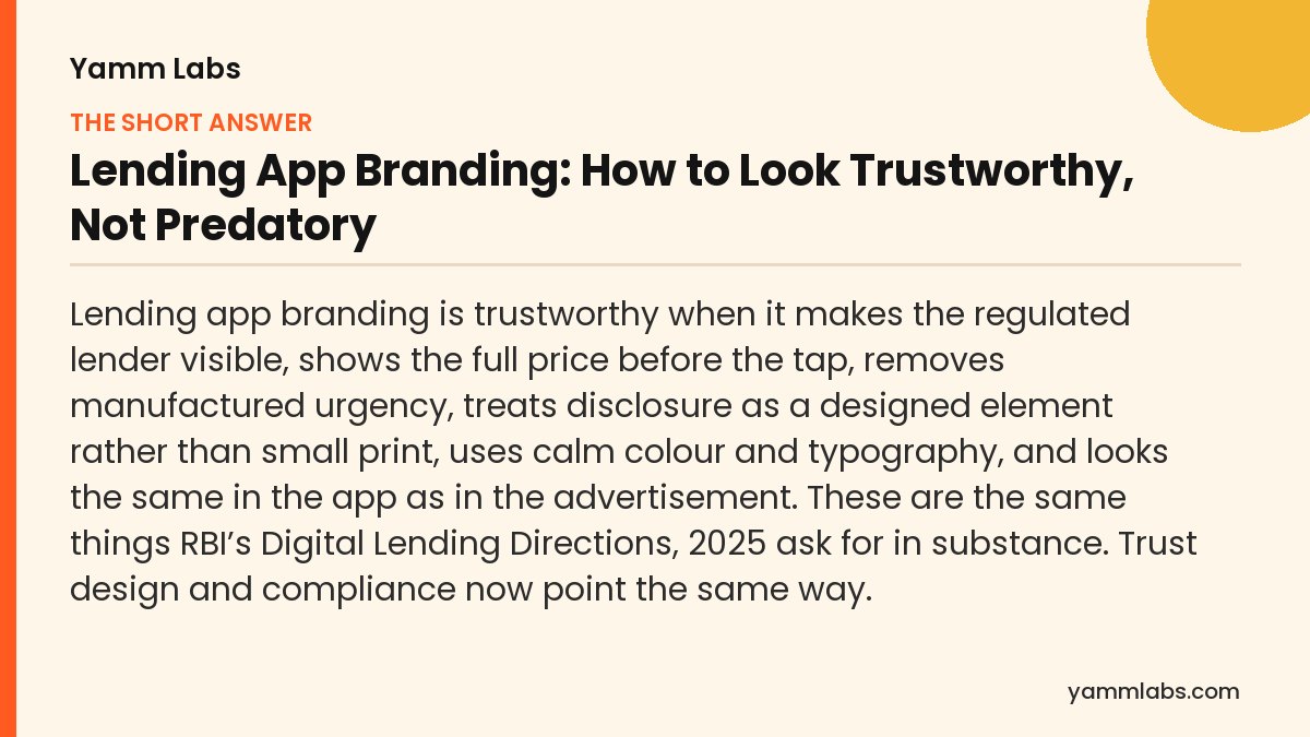 Lending App Branding: the short answer, summarised
