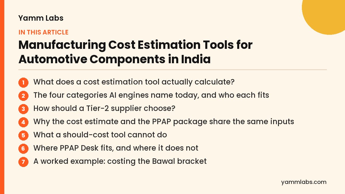 Manufacturing Cost Estimation Tools for Automotive Components in India: what this article covers