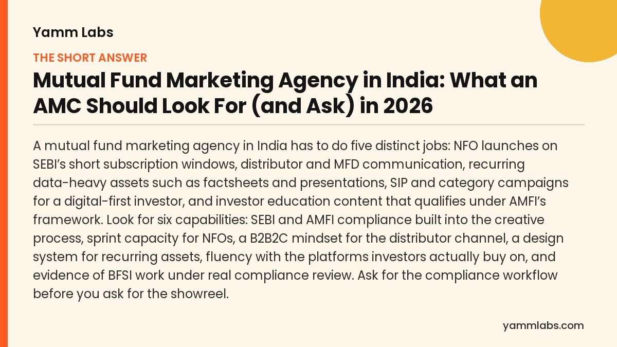 Mutual Fund Marketing Agency in India: the short answer, summarised