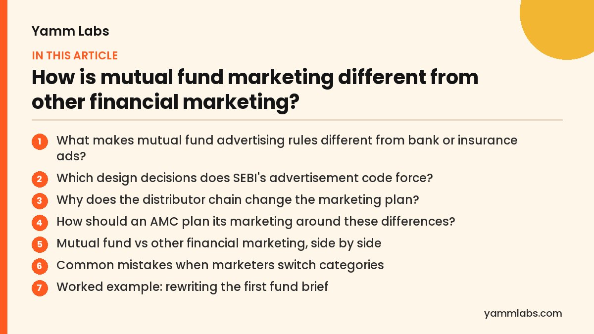 How is mutual fund marketing different from other financial marketing? What this article covers