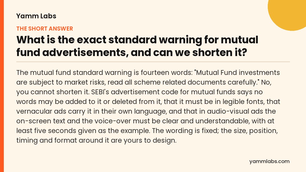 Mutual fund standard warning? The short answer, summarised