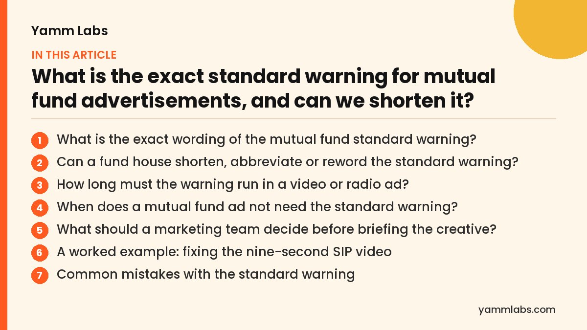 Mutual fund standard warning? What this article covers