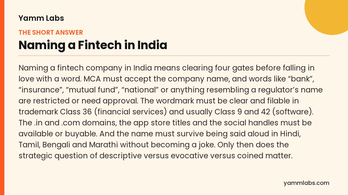 Naming a fintech company: the short answer, summarised
