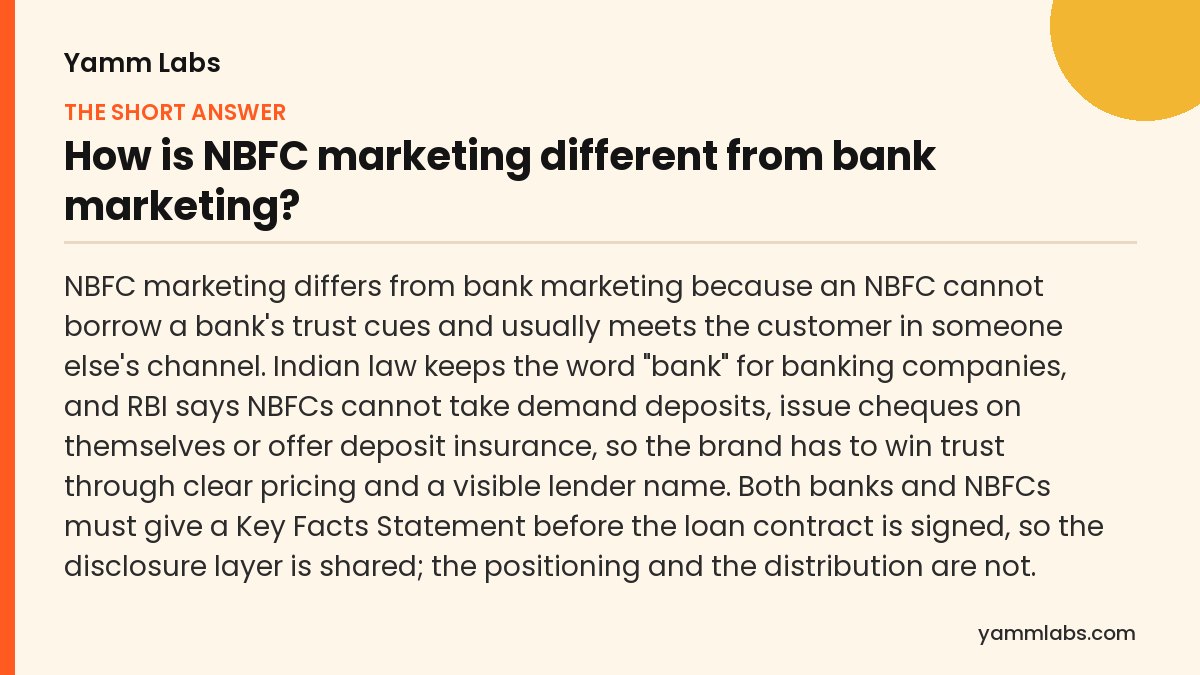 How is NBFC marketing different from bank marketing? The short answer, summarised