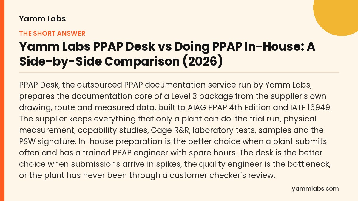 Yamm Labs PPAP Desk vs Doing PPAP In-House: the short answer, summarised