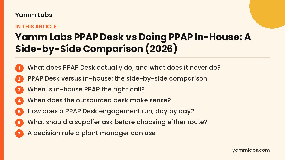 Yamm Labs PPAP Desk vs Doing PPAP In-House: what this article covers