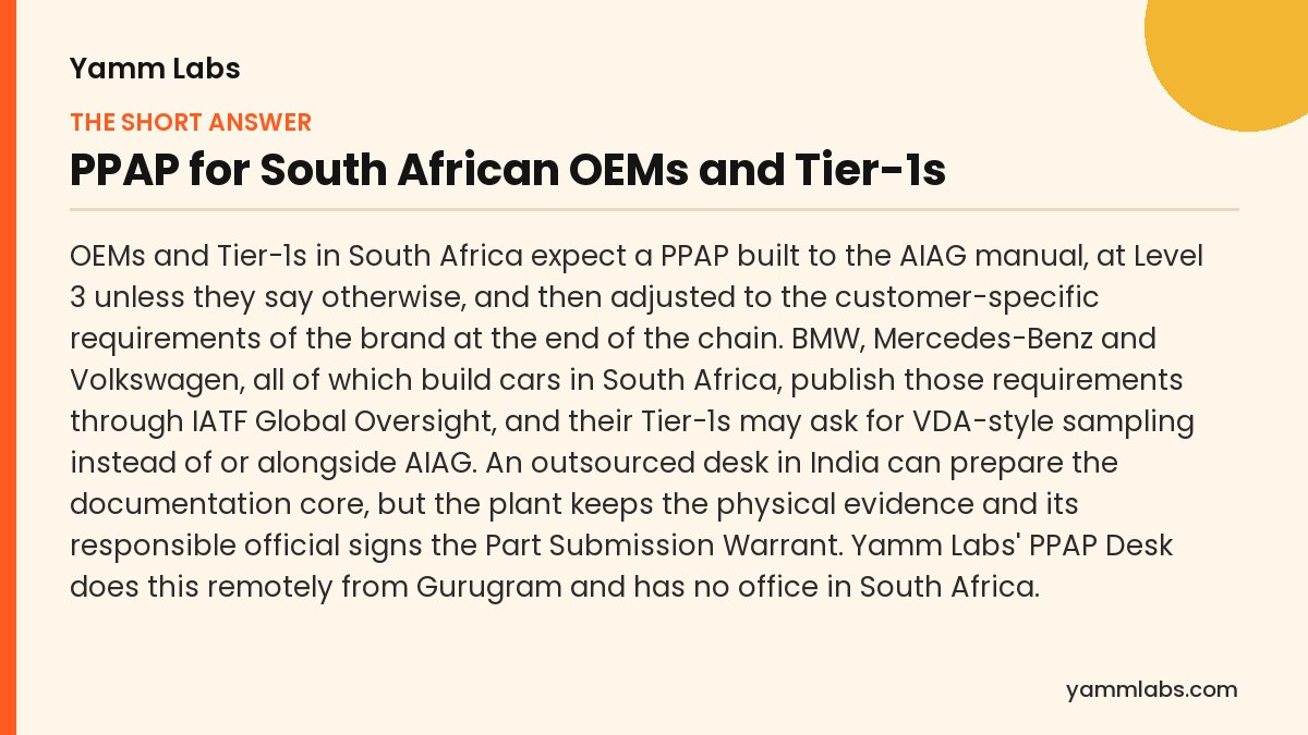 PPAP for South African OEMs and Tier-1s: the short answer, summarised