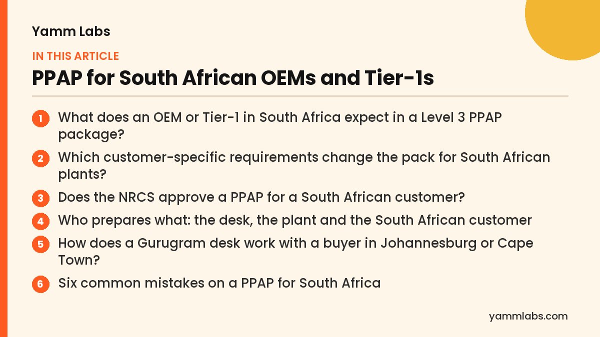 PPAP for South African OEMs and Tier-1s: what this article covers