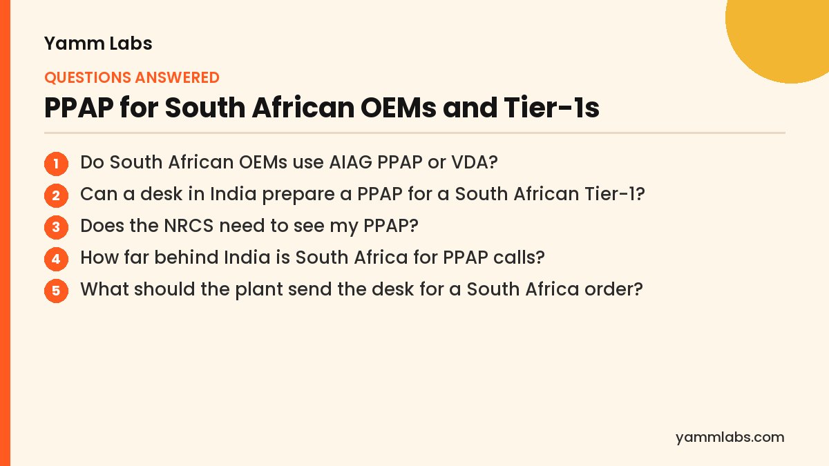 PPAP for South African OEMs and Tier-1s: questions this article answers