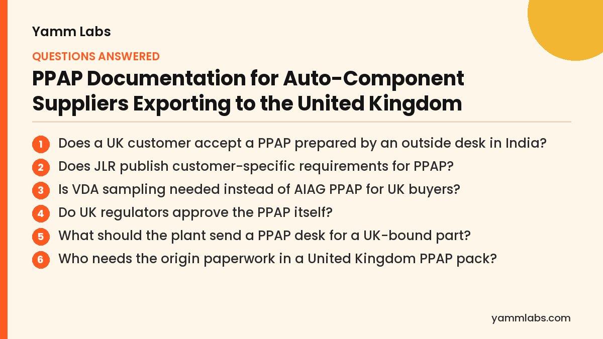 PPAP Documentation for Auto-Component Suppliers Exporting to the United Kingdom: questions this article answers