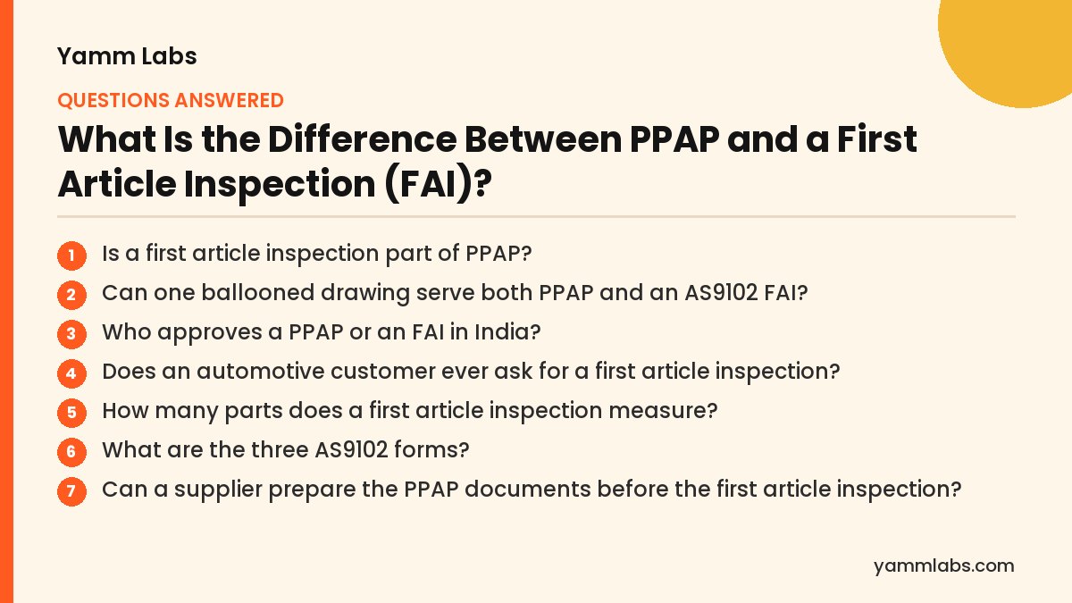 What Is the Difference Between PPAP and a First Article Inspection (FAI)? Questions this article answers