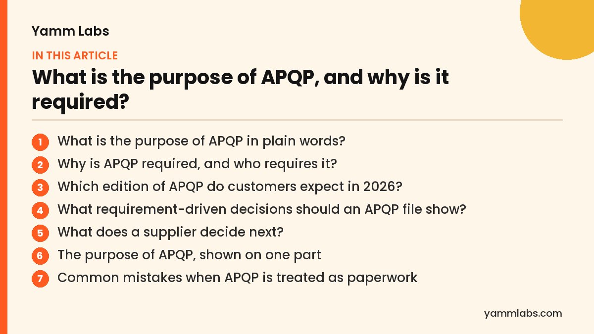 What is the purpose of APQP, and why is it required? What this article covers